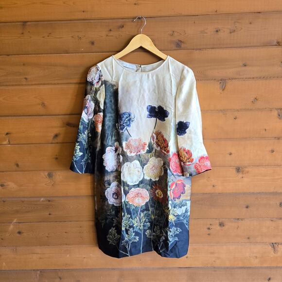 Stella McCartney Beige Silk Floral Shift Dress IT 40 US 8 Botanical Flower - Picture 2 of 8